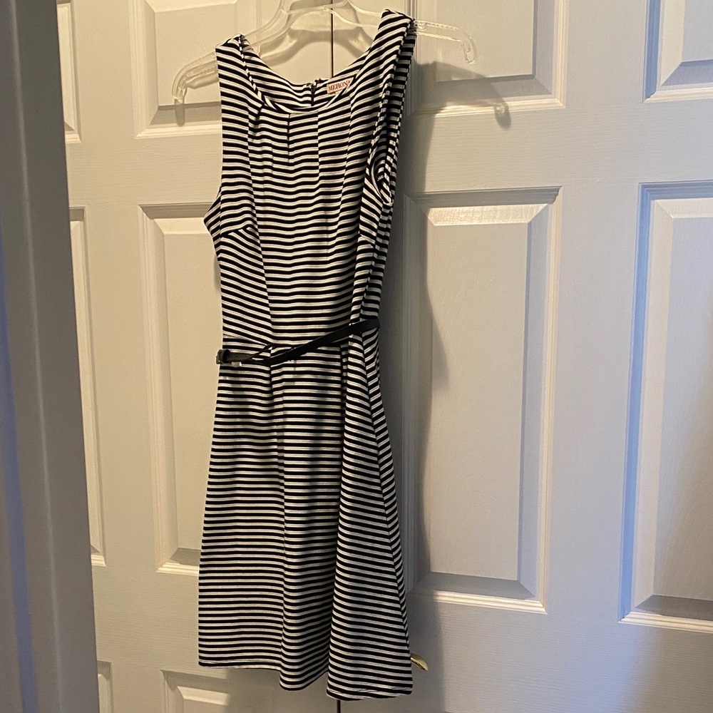 Merona Navy and White Striped Dress